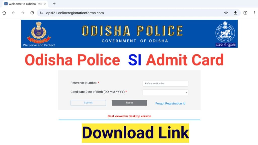 Odisha Study Point Odisha Police SI Admit Card Out 2023