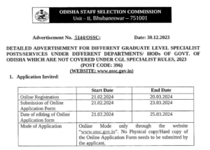 OSSC CGL Specialist Notification 2024 Out