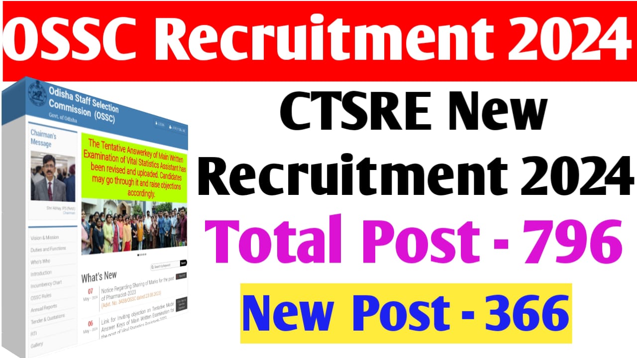 Odisha Study Point OSSC CTSRE New Recruitment 366 Post 2024